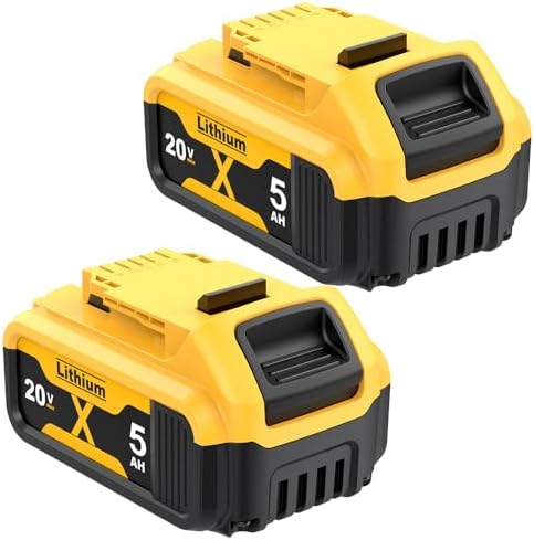 Upgraded 2Pack 5.0Ah DCB200 Battery Replacement for DEWALT 20V MAX Lithium-ion Battery Compatible with DCB205 DCB204 DCV580 DCB180 DCD740 DCD780 DCD785C2 DCB181 Dewalt 20V Cordless Tools Battery