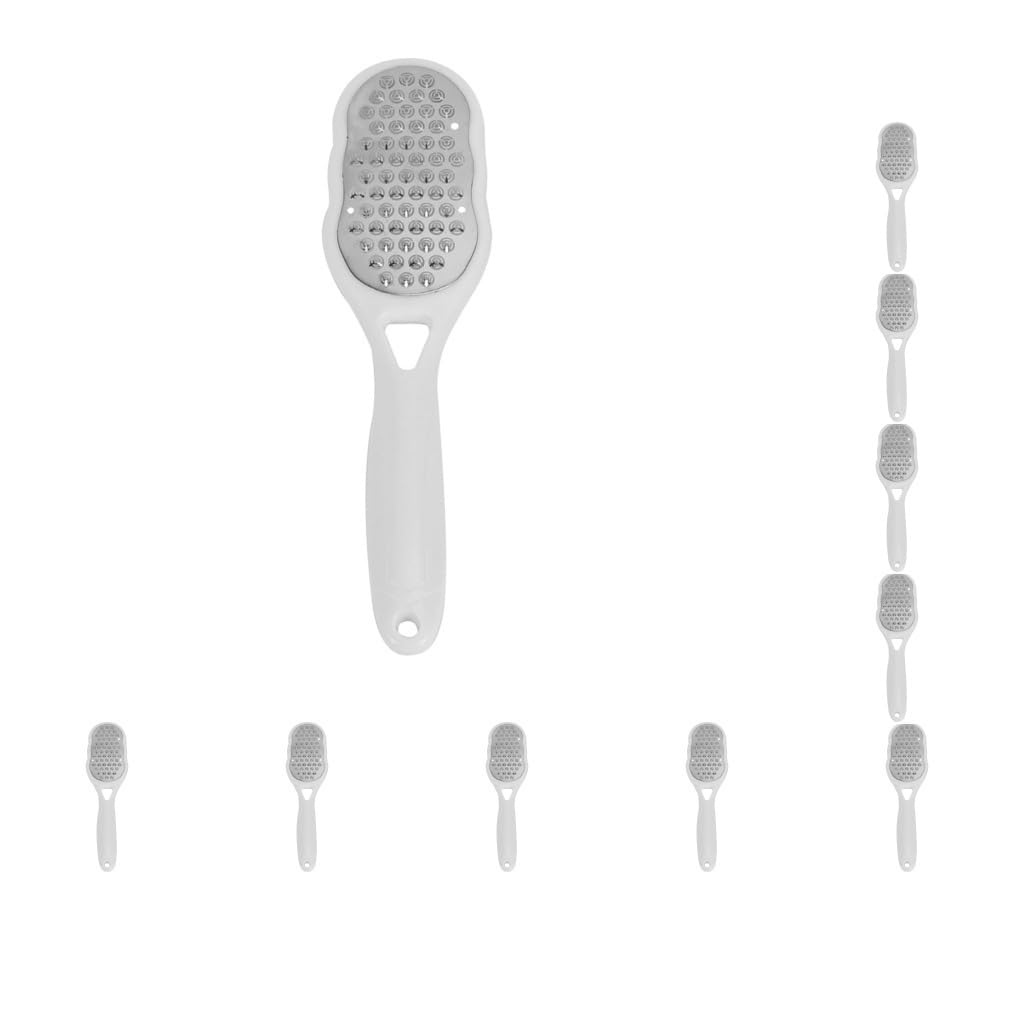 Juego de 10 limas profesionales de acero inoxidable para pedicura, placa grande para tacones, color blanco, 236 x 65 x 30 mm