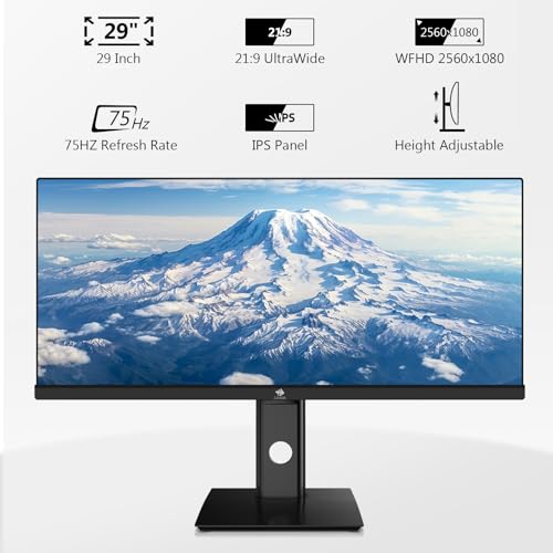 Z-Edge 29 Inch IPS Monitor WFHD 2560x1080, 21:9 Ultrawide 75Hz LED Monitor Home Office, 250 cd/m², FreeSync, Flicker Free, HDR10, Height & Tilt & Swivel Adjustable, HDMI & DisplayPort - Image 3