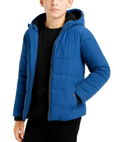 Catálogo de Abrigos para Niño al mejor precio. 42 Perry Ellis Abrigo de invierno para niño - Chaqueta acolchada con capucha, forro polar y aislante - Chaquetas y abrigos para niño (4-20), talla 14-16, azul oscuro