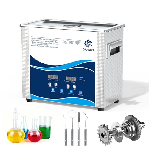 Granbo Professional 4.5L Ultrasonic Cleaner, Ultrasonic Jewelry Cleaner with Heater Timer and Degassing, Digital Ultrasonic Parts Cleaner for Dental Glasses Jewelry Small Parts Circuit Board