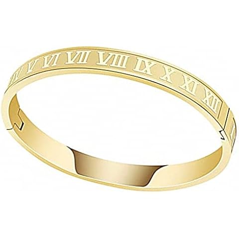 AIKESIWAI Roman Numeral Series Glossy Roman Numeral Bracelet, Fashion Bracelet for Men and Women, Roman Numeral Bracelet, Three-color Roman Bracelet, Number Bracelet (WOMEN-G) Cover