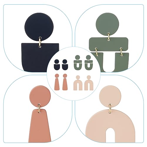 ANATTASOUL 4 Pairs Geometric Drop Dangle Earrings Lightweight Polymer Clay Stud Handmade U Shape Boho Irregular Statement Earrings for Women Anniversary Birthday Christmas Valentine’s Wedding Gift with Box3