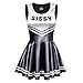 Littleforbig Unisex Silky Sleeveless Overall Shiny Satin Cheer Sissy Bodycon Mini Dress Skirt Black L