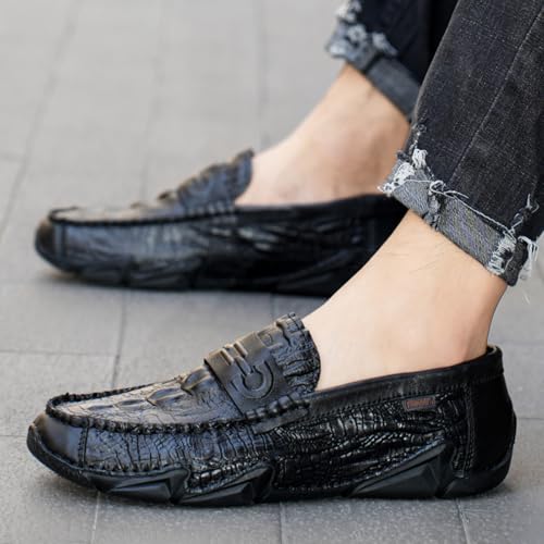 Men's Textured Embossed Loafers, Stylish Casual Slip - Ons — Ideal for Daily Errands, Weekend Gatherings & Urban Commutes 。4
