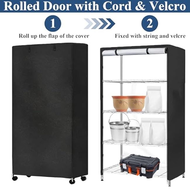 Wire Shelf Cover, 600D Heavy Duty Dustproof Shelf Cover, Wire Standing Shelving Covers with Zipper, Outdoor Storage Wire Rack Covers, 36 W x 18 D x 72 H