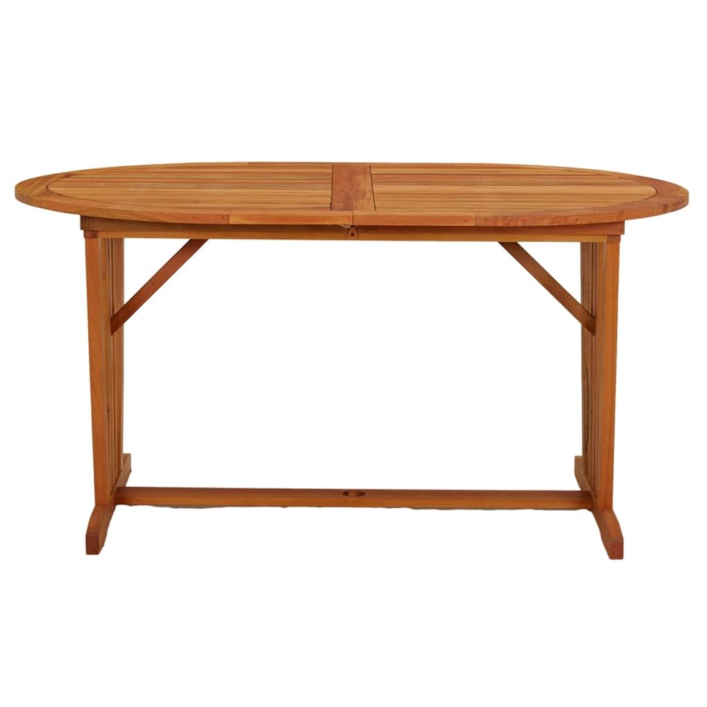 Tavolo da giardino allungabile in legno massiccio di eucalipto, 200 x 100 x 75 cm, con pratico foro per ombrelloni, ideale per pasti in terrazza o in giardino.