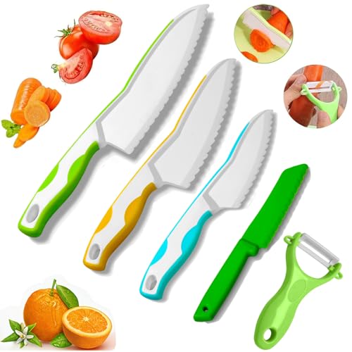 Couteau pour enfants 5 pièces Set de cuisine pour enfants pour couper et cuisiner des fruits ou...