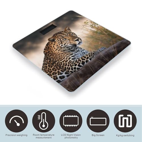 Báscula digital de baño con diseño de leopardo africano miniatura 3