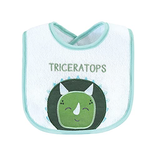 Hudson Baby Unisex Baby Cotton Terry Drooler Bibs with Fiber Filling, Boy Dino, One Size