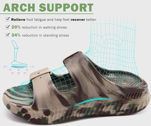 Image of KuaiLu Womens Recovery Sandals With Comfortable Plantar Fasciitis Arch Support, Orthotic Adjustable Thick Cushion Sport Slides Reduces Stress on Feet, Joints & Back Post-Exercise