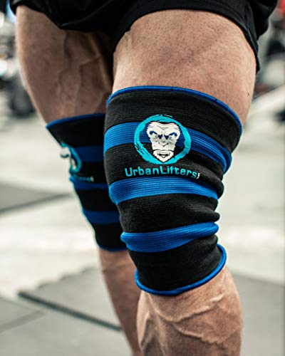 Knee Sleeves Double Ply Weight Lifting, Powerlifting Knee Sleeve, Weight Lifting Knee Sleeves Women & Men, Knee Compression Sleeve for Bodybuilding (Black & Blue, X-Large)