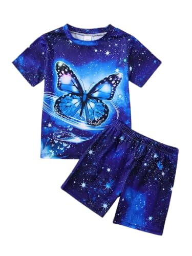 Image of 9-16Y Tween Girl Clothes 2 Piece Short Sleeve Heart Print Top and Shorts Teen Girl Summer Outfits Short Set