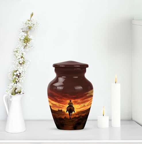 Image of Cowboy Urn - Small Urn for Human Ashes Keepsake - Urns for Ash Adult Male - Mini Urns for Human Ashes - Cremation Keepsakes for Ashes for Women - Size 3 Inch, Pack of 4