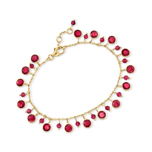 Ross-Simons 14.10 ct. t.w. Ruby Drop Bracelet in 18kt Gold Over Sterling. 7 inches