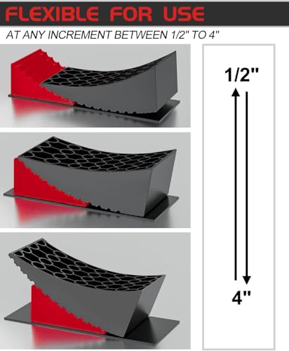 Image of RV Leveling Blocks Ramp Kit, 2 Packs Camper Leveler System for Travel with Two Chocks, 2 Anti-Slip Mats, 1T Bubble Level and Carry Bag, Up to 35000 LBS, Easier & Faster to Level Camper-Red