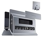 Picture of PULWTOP MacBook Pro Air Docking Station, Vertical USB C Laptop Docking Station with M.2 SSD Slot, HDMI 4K@60Hz, 4 USB A/C Max 10Gbps, Ethernet, SD/TF, PD Dock for MacBook/USB-C Win Laptops - Grey