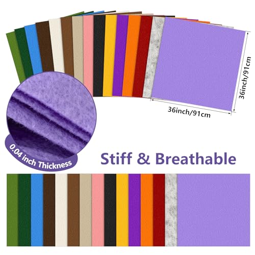 Image of Felt Fabric 36'' X 36'' Large Felt Sheets Stiff Craft Felt by The Yard for DIY Crafts Letter Coaster Flower Ornament Sewing Party Decoration Christmas Supplies Nonwoven (Light Purple)