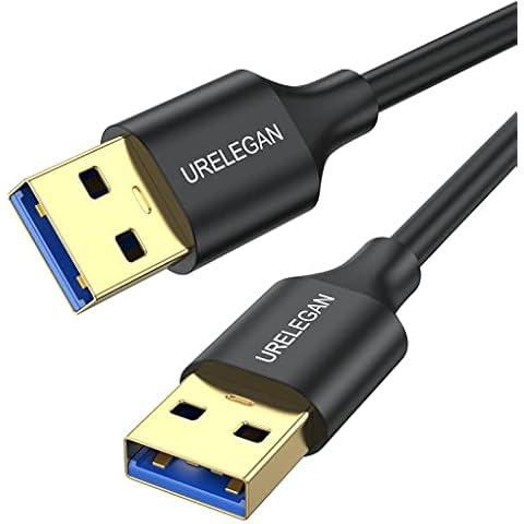 URELEGAN USB 3.0 to USB Cable 10 Feet, USB A Male to Male USB Type A Cord with Gold-Plated Connector for Data Transfer 5Gbps for Hard Drive, Laptop, DVD Player, TV, Monitor, Camera and More Cover