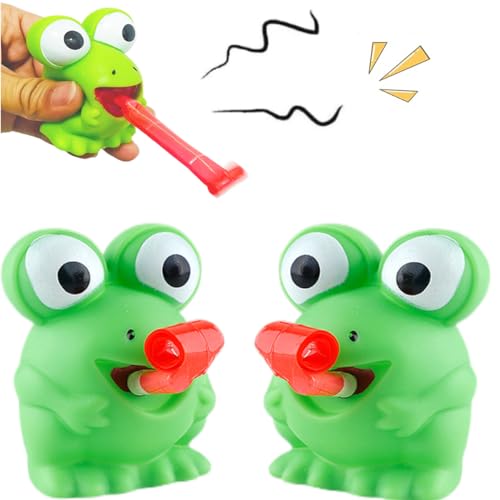LBKKC Frog Toys Tongue Sticking Out, Creative Party Favor, Novelty Relief Squeeze Toys Funny Gags Gifts for Kids Adults,Sensory Toy, 2 Pack