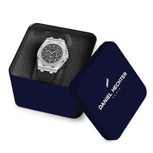 Image of Daniel Hechter Paris Tuileries Collection Multifunctional Watch for Men with Textured Octagone Dial and Silicon Strap-DHM1005