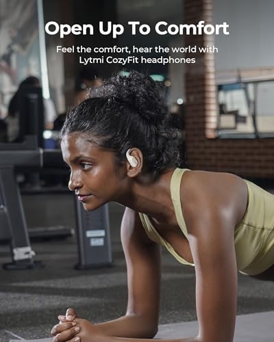 Image of Lytmi CozyFit Open Ear Headphones, 0.23oz Ultra-Light Comfortable Wireless Earbuds, 0.6mm Thinnest Earhooks, Bluetooth 5.4, Clear Audio, 30 HRS Playtime, IPX5 Waterproof Earphones with Mic-White
