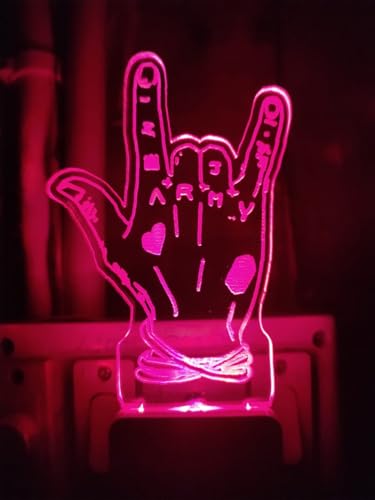 Image of 3D Optical Illusion BTSs4 Acrylic Night Lamp, 7 Colors RGB Auto Color Changing Led Plug and Play Night Light Lamp (Acrylic, Multi Color, Pack of 1) (BTSs4)