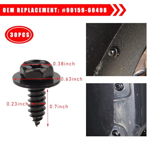 Dickno DICKNO-792CF 30 Pcs Car Fender Liner Screw Bolt, Automotive Bumper Mud Flaps Wheel Wells Screws Bolts 90159-60498 Compatible thumb #1