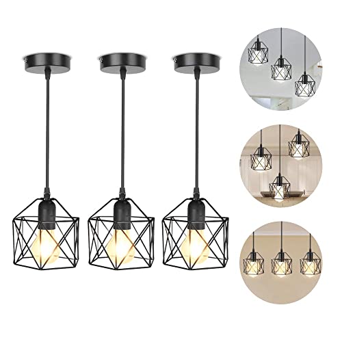 Catálogo para Comprar On-line Lamparas colgantes modernas Top 5. 48 Lamparas de Techo Para Interior de Casas Con 3 E26 Bases,CHENBEN 3 Piezas Lamparas Colgantes Vintage, Candiles de Techo Colgantes Pantalla de Hierro de Metal Para Cocina,Comer,Sala
