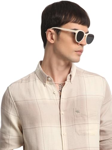 Image of The Bear House Men Cotton Checkered Slim Fit Shirt