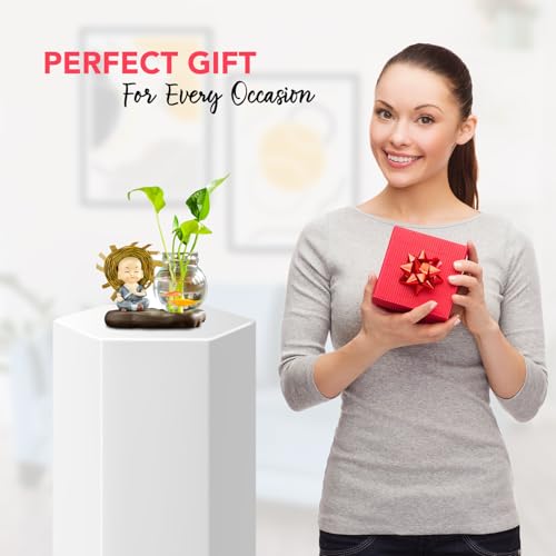 Image of Ekhasa Nostrae Buddha with Money Plant Planter Show Pieces for Home Decor | Cute Showpieces Gift Item for Decoration | Center Table Tv Showcase Shelf Office Interior Statue Figurines