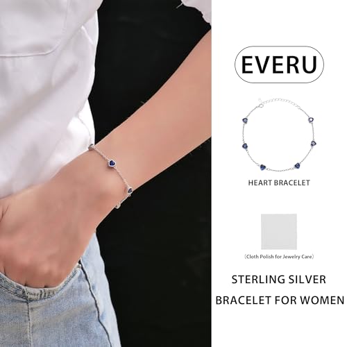 925 Sterling Silver Birthstone Bracelet 12 Color Options Diamond Heart Bracelet Jewelry Gift for Women4