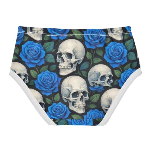 Joisal Cool White Skulls Blue Roses Girls Underwear Toddler 2t Cotton Panties Little Girl Aesthetic Briefs Undies Kids2