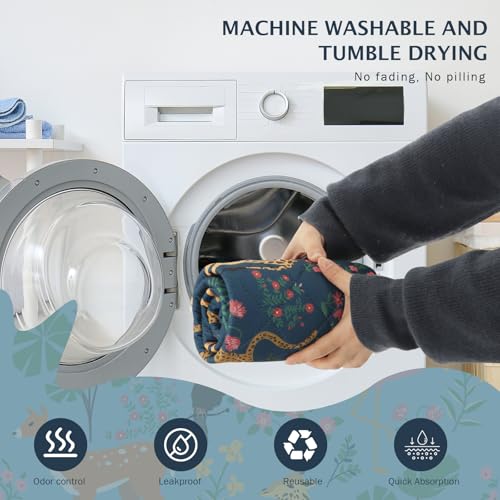 Image of IEUUMLER Washable Pee Pads for Dogs, 2 Pack Forest Pattern Reusable Waterproof Puppy Pads, Non-Slip Super Absorbent Dog Training Pad for Playpen Crate Bed EU013 Navy Blue Jungle, 41x36