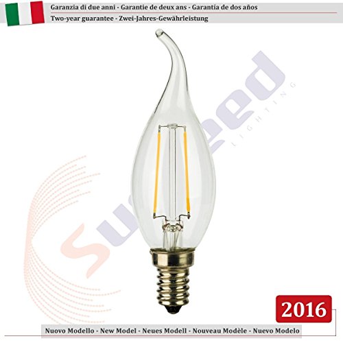 SUNSEED 4 X E14 2W (Equivalent to 25W) Sapphire Filament LED Flame Light Bulb C35TA Warm White 2700K, Pack of 04 - Warm White 2700k - Image 3