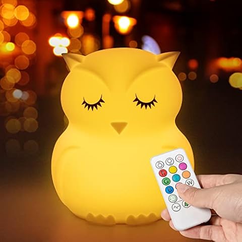 Mamtopia Owl Night Light for Toddler Baby Nursery Night Lamp Children Room Decor Silicone Kids Night Lights with Remote Control Cover