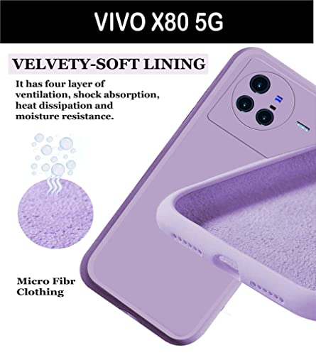 Image of A rtistque Liquid Silicone Flexible with Camera Protection Soft Back Cover Case for Vivo X80 - Purple