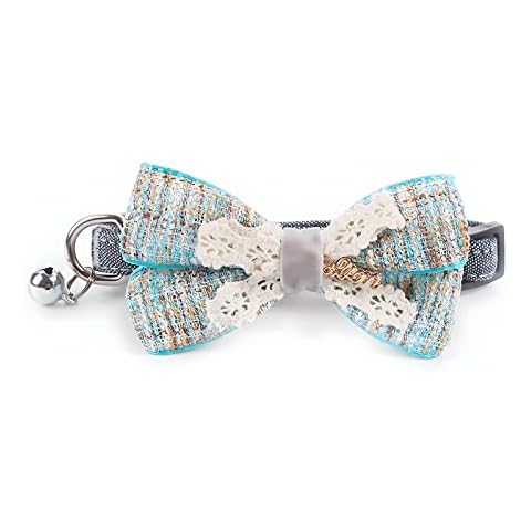 IOPIU Dog Collars, Cat Collars, Cotton and Linen Material, Cat and Dog Collars with Bells.M code Suitable for Small Dogs and Cats Cover