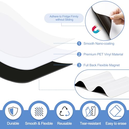 4 pack magnetic dry erase board sheet for fridge 1234x834 erasable refrigerator whiteboard w 6 markers amp 1 eraser- smooth and flexible small magnet blank notepad for home kitchen organizer and planner