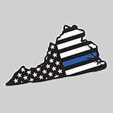 JMM Industries 2-Pack Virginia State Outline American Flag Overlay Thin Blue Line Vinyl Decal...