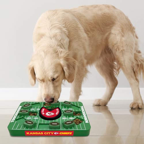 Image of Pets First NFL Kansas City Chiefs Large Puzzle Toy for Dogs, Slow Feeder Board for Pets, New Bigger Size, Interactive Doggie Treat Toy