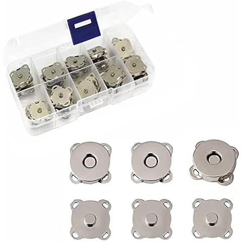 20 Sets Magnetic Snaps Button for Purse Handbag Wallet Overcoat Bag 19 mm Silver Fasteners Snap Buttons (19mm) Cover