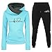 NZYIHAO Damen Baumwolle Rundhals Jogginganzug Langärmliges Hoodie und Weite Hose Zweiteiler Trainingsanzug Hausanzug Sport Sets Lounge Set