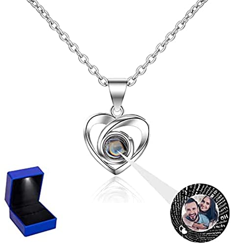 GFEI Projektionskette Personalisiertes Foto, Halskette mit Bild im Inneren, Foto-Halskette Projektion, Herzketten für Frauen, Personalisierte Halskette, Personalisierte Erinnerungsgeschenke Cover