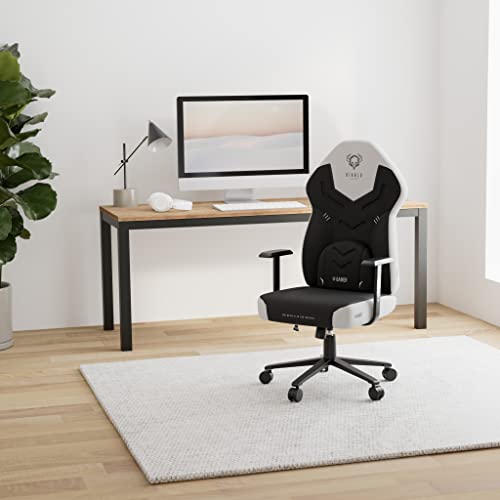 DIABLO X-Gamer 2.0 Sedia Gaming Gamer da Ufficio Design Ergonomico Cuscino Lombare Rivestimento in Tessuto Braccioli Confortevoli (Nero-Bianco) - Immagine 1