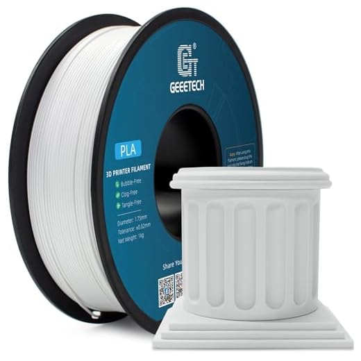 Geeetech 1.75mm PLA 3D Printer Filament, 1kg Spool (2.2lbs), Upgrade Tidy Winding Tangle-Free, Dimensional Accuracy +/- 0.02mm, White