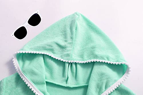 Image of Girls Swim Cover Up Kids Swimsuit Coverup Terry Zip-Up Beach Bathing Suit Wraps with Sunglasses