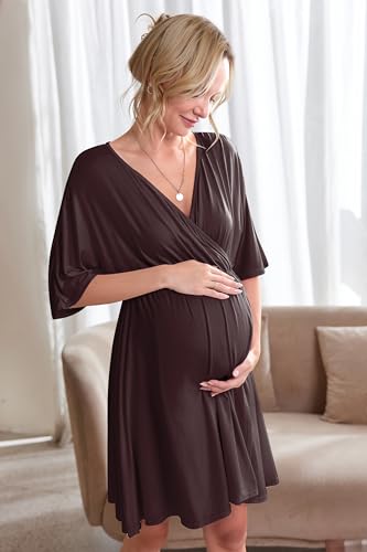 image for Ekouaer 3 in 1 Labor/Delivery/Hospital Gown Maternity Dress Nursing Ni