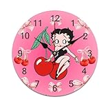 ZRCLXLVU Betty Boop Horloge silencieuse en PVC avec design minimaliste épuré et structure sans cadre, idéale pour les chambres, les salons ou les espaces d'étude.