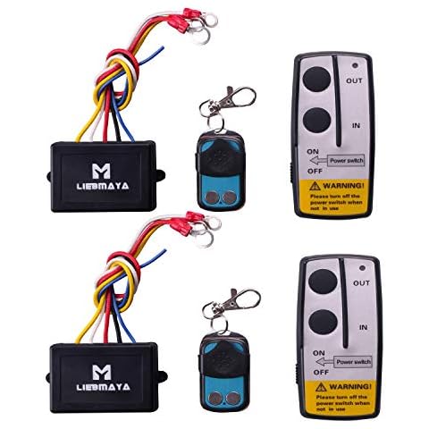LIEBMAYA 2PCS Wireless Winch Remote Control Kit 12V Switch Handset for Truck Jeep SUV ATV 50Ft Cover